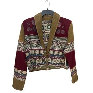 NWT New Identity Vintage Aztec Southwestern Woven Wool Blend Jacket Size L